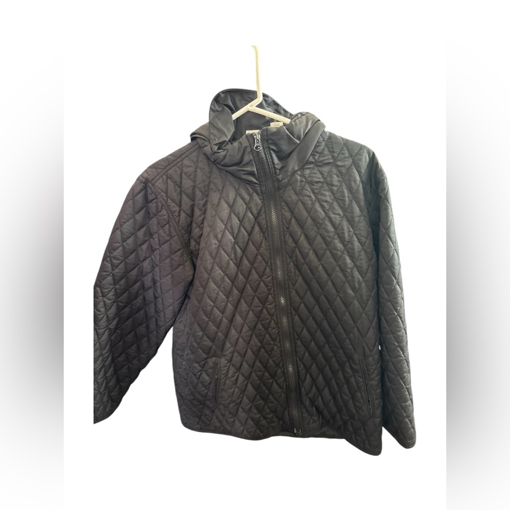 Chico's Black Quilted Puffer Jacket Sz 1